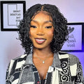 Short Curly Braids Bob Wig For Black Women Double Full Lace Front Curly Micro Box Braided Bob Wig with Baby Hair Pre Plucked