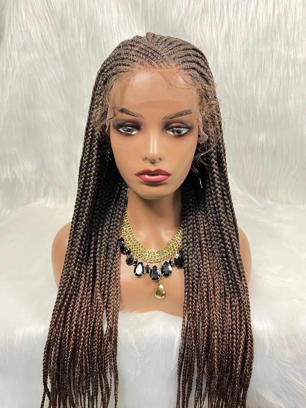 Jennifer Cornrow Box Braided Wig Synthetic Lace Frontal Wigs for Africa American Women Long Hair Lace Wig With Baby Hair Braid