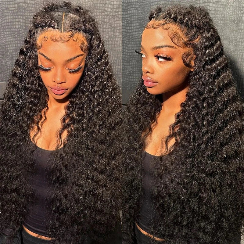 13X4 All Color Deep Wave Glueless Lace Front Wigs Human Hair HD Transparent Lace Frontal Wig Pre-Plucked with Baby Hair