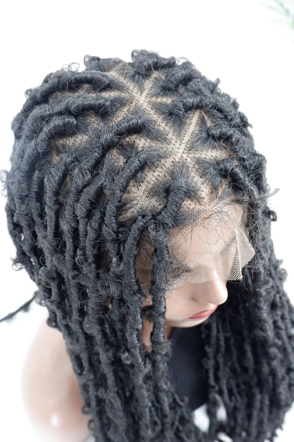 LINDAL Butterfly Locs Triangle Knotless Braided Wigs for Women Faux Locs Knotless Braided Wig with Baby Hair Full Lace Braid Wig