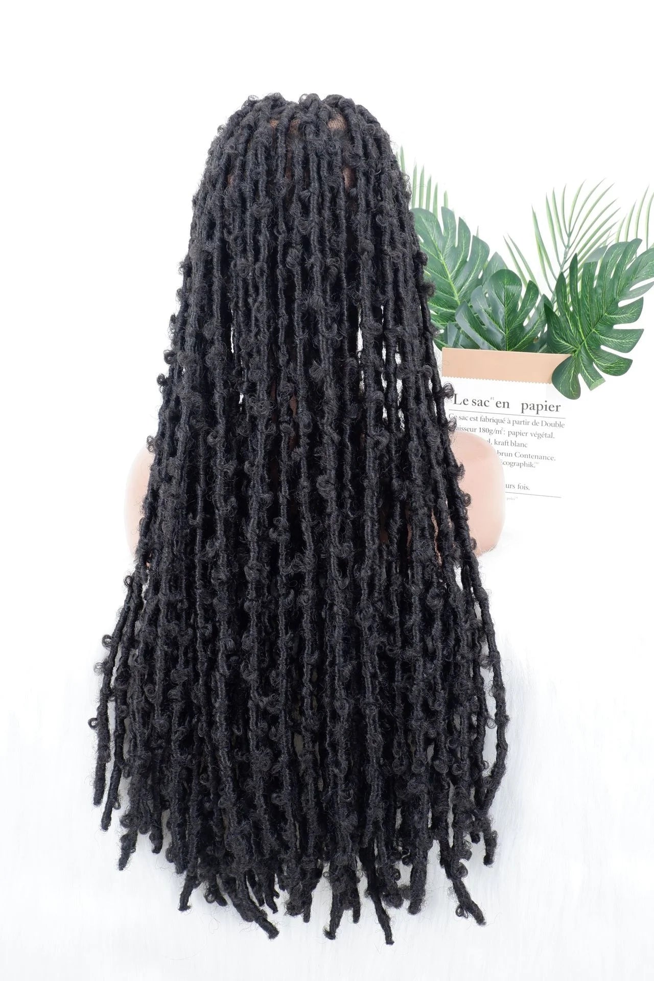 LINDAL Butterfly Locs Triangle Knotless Braided Wigs for Women Faux Locs Knotless Braided Wig with Baby Hair Full Lace Braid Wig