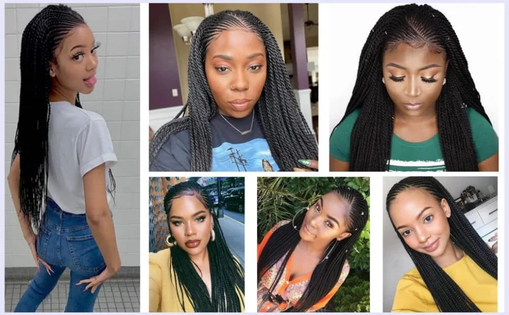Jennifer Cornrow Box Braided Wig Synthetic Lace Frontal Wigs for Africa American Women Long Hair Lace Wig With Baby Hair Braid