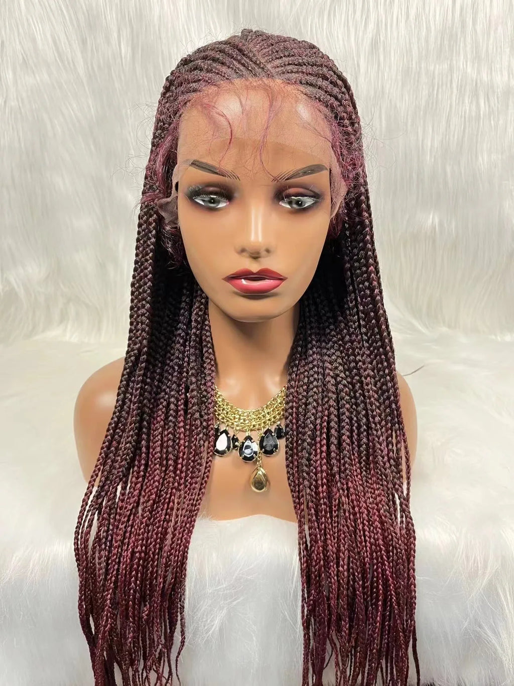 Jennifer Cornrow Box Braided Wig Synthetic Lace Frontal Wigs for Africa American Women Long Hair Lace Wig With Baby Hair Braid