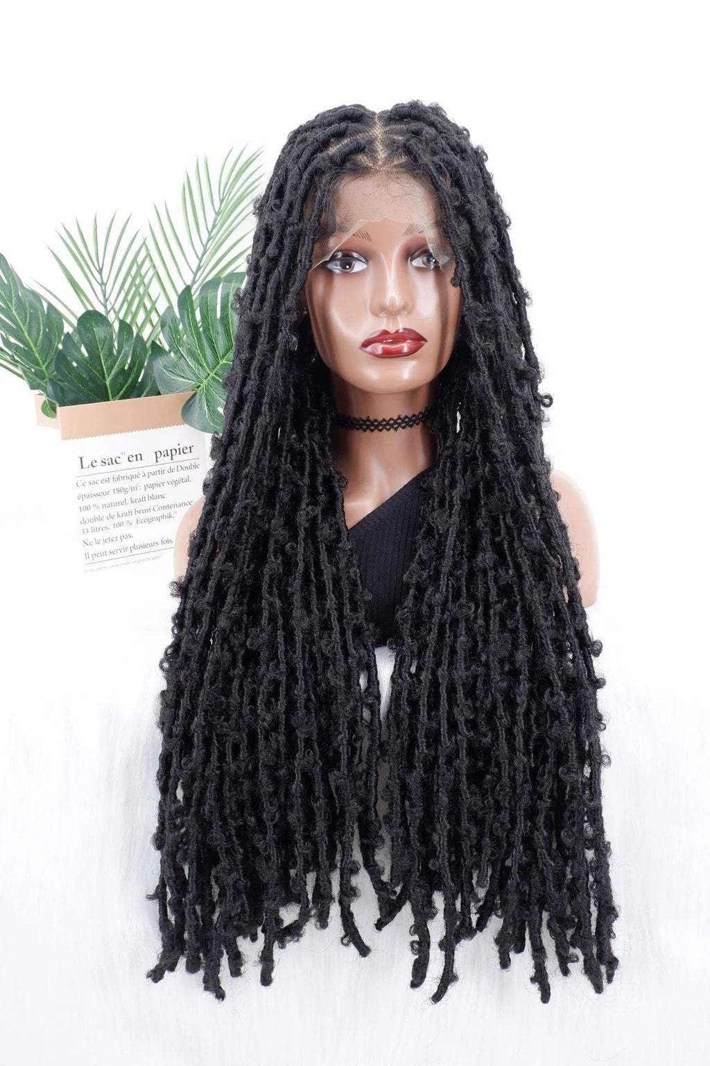LINDAL Butterfly Locs Triangle Knotless Braided Wigs for Women Faux Locs Knotless Braided Wig with Baby Hair Full Lace Braid Wig