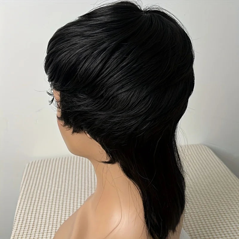 Wholesale Bone Straight Mullet Pixie Curly Human Hair Wig With Layers&Bangs Cuticle Aligned Virgin Hair Glueless Wigs Human Hair