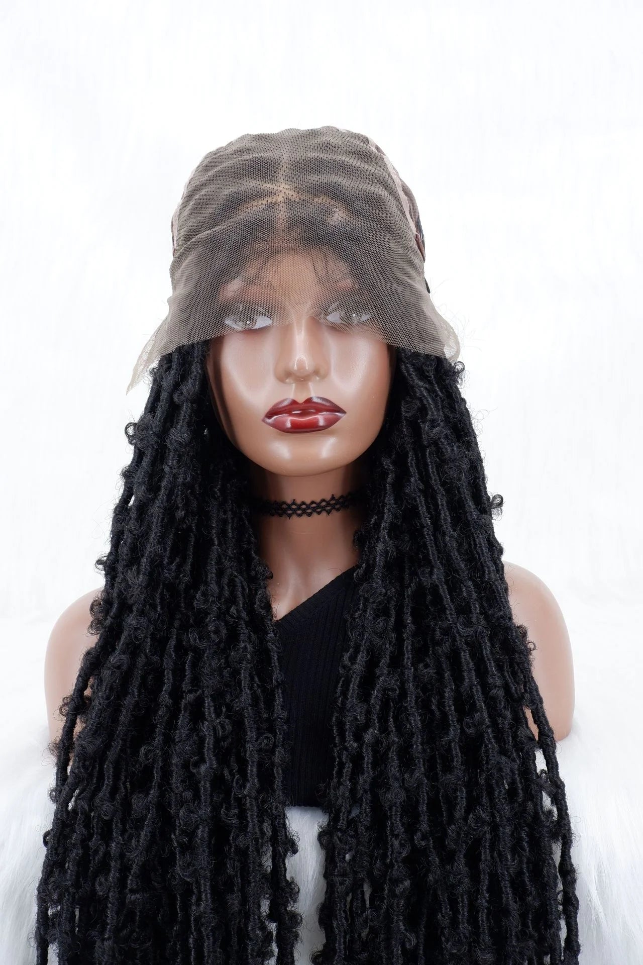 LINDAL Butterfly Locs Triangle Knotless Braided Wigs for Women Faux Locs Knotless Braided Wig with Baby Hair Full Lace Braid Wig