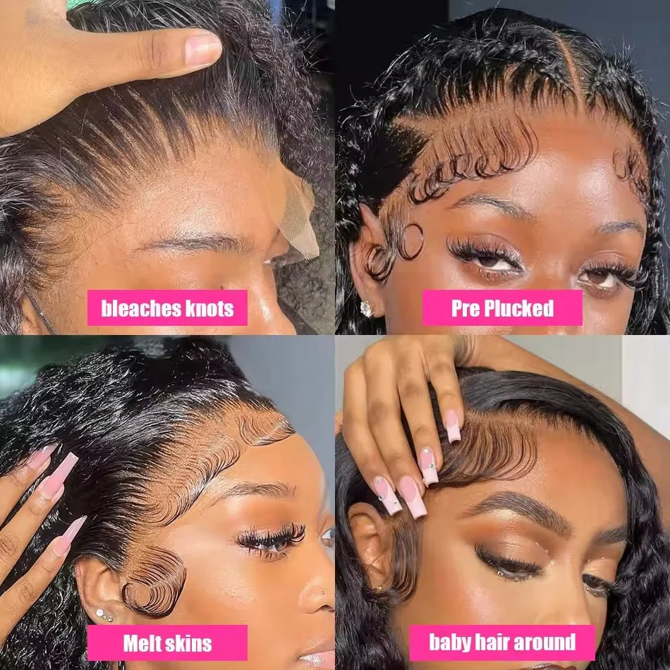 Raw Indian Deep Wave Curly Wig 13x6 Glueless HD Full Lace Front Wig , Natural Human Hair Lace Frontal Wigs for Black Women