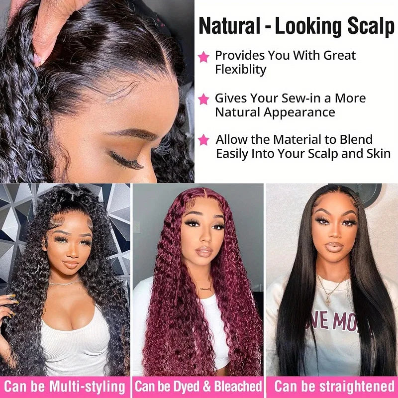 13X4 All Color Deep Wave Glueless Lace Front Wigs Human Hair HD Transparent Lace Frontal Wig Pre-Plucked with Baby Hair