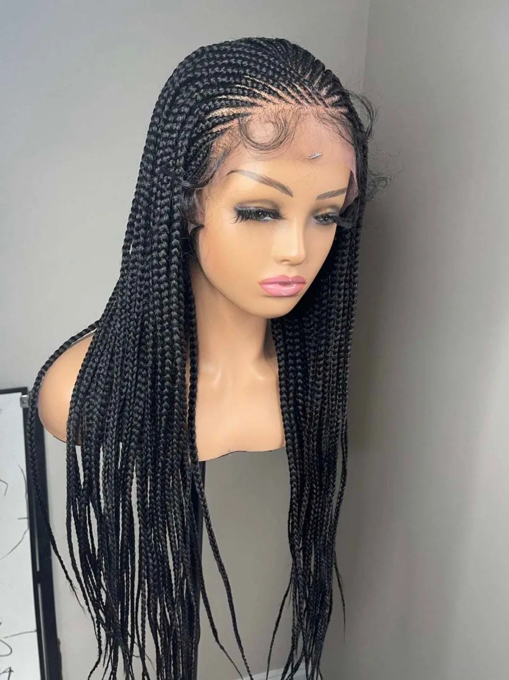 Jennifer Cornrow Box Braided Wig Synthetic Lace Frontal Wigs for Africa American Women Long Hair Lace Wig With Baby Hair Braid