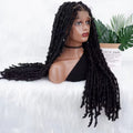 LINDAL Butterfly Locs Triangle Knotless Braided Wigs for Women Faux Locs Knotless Braided Wig with Baby Hair Full Lace Braid Wig