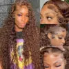 13X4 All Color Deep Wave Glueless Lace Front Wigs Human Hair HD Transparent Lace Frontal Wig Pre-Plucked with Baby Hair