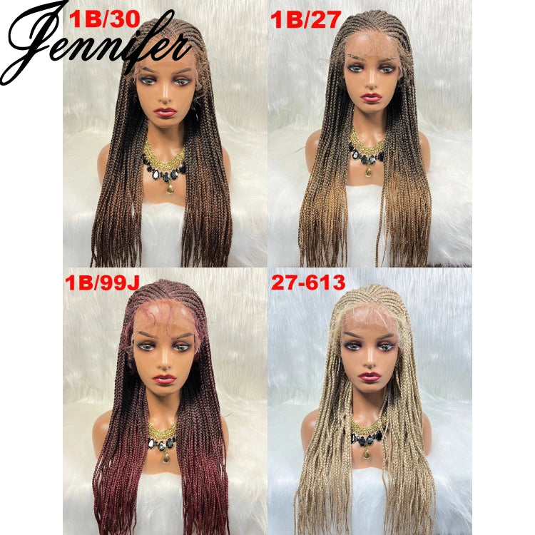 Jennifer Cornrow Box Braided Wig Synthetic Lace Frontal Wigs for Africa American Women Long Hair Lace Wig With Baby Hair Braid