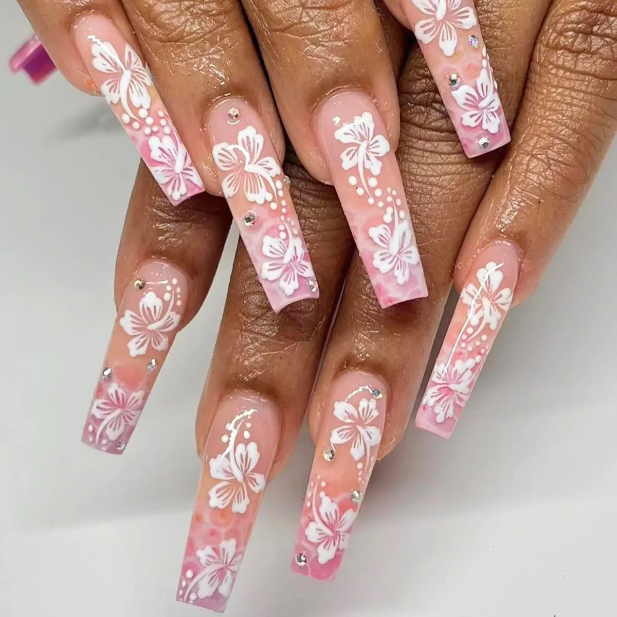 24Pcs Long Square Press on Nails