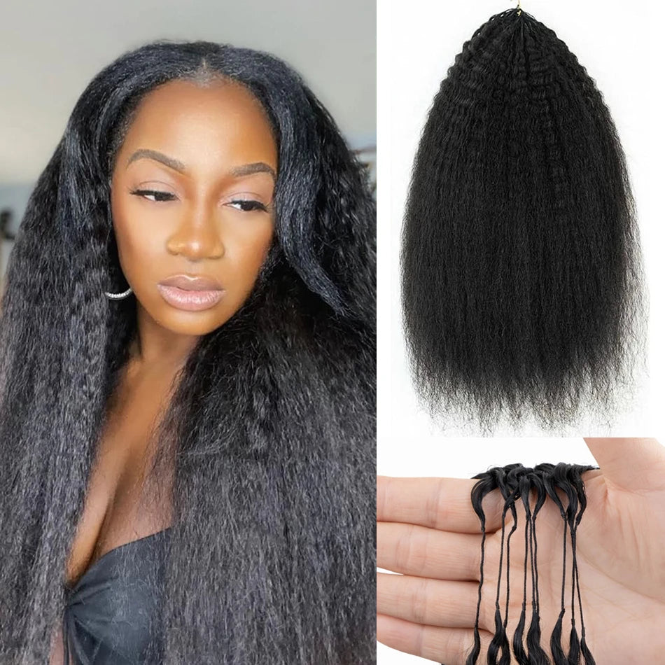 Miracle Knots Kinky Straight Feather Crochet Human Hair Extensions For Black Women Pre Separated Knotless Crochet Braids Hair