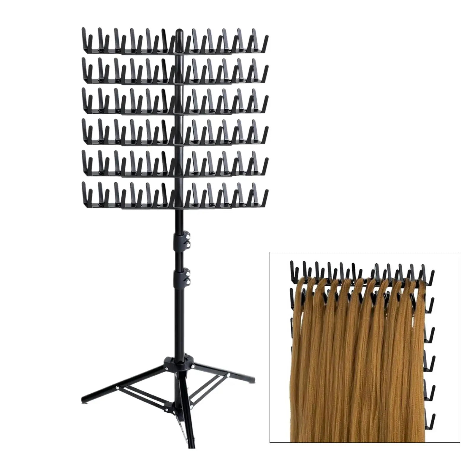 1x Dreadlocks Braiding Hair Rack Standing 2 Sided 144 Pegs Height Adjustable Convenient Easy for Salon Home Braiders Stylists