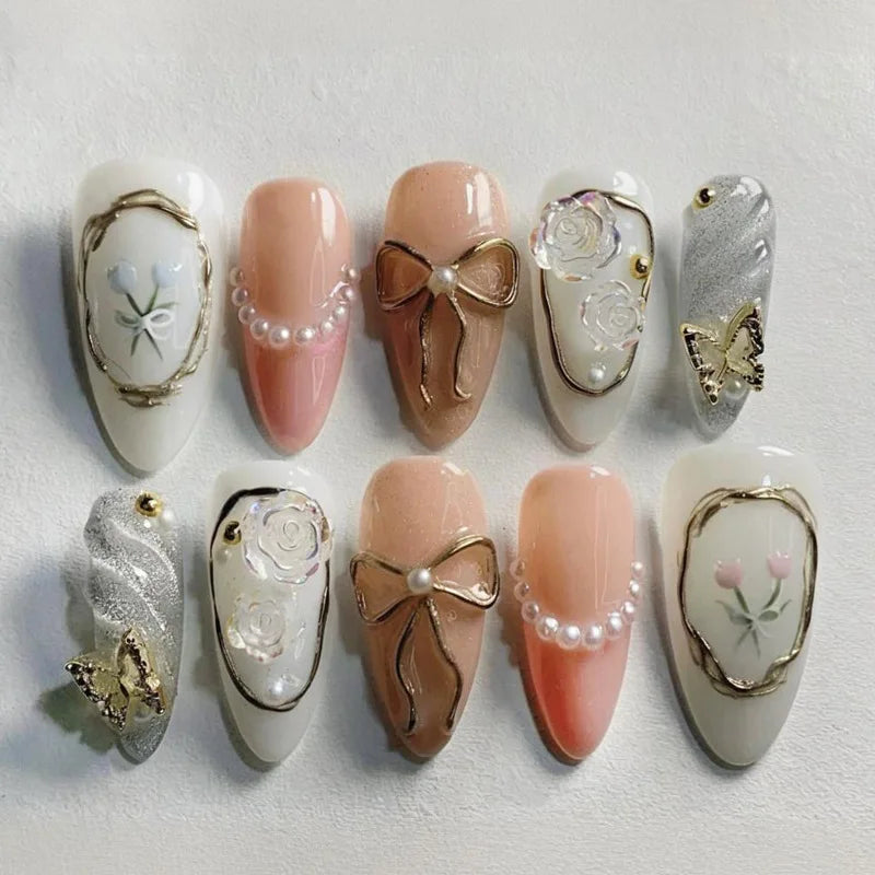 24PCS Almond Press On Nails