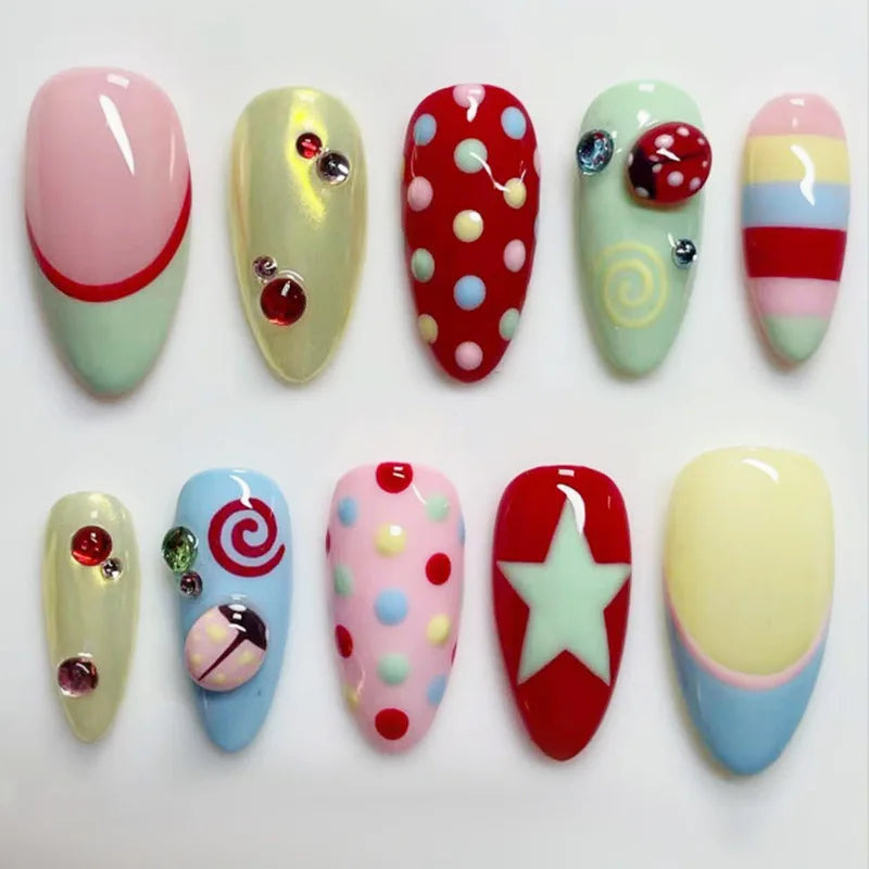 24Pcs Mid-length Almond Press Nails