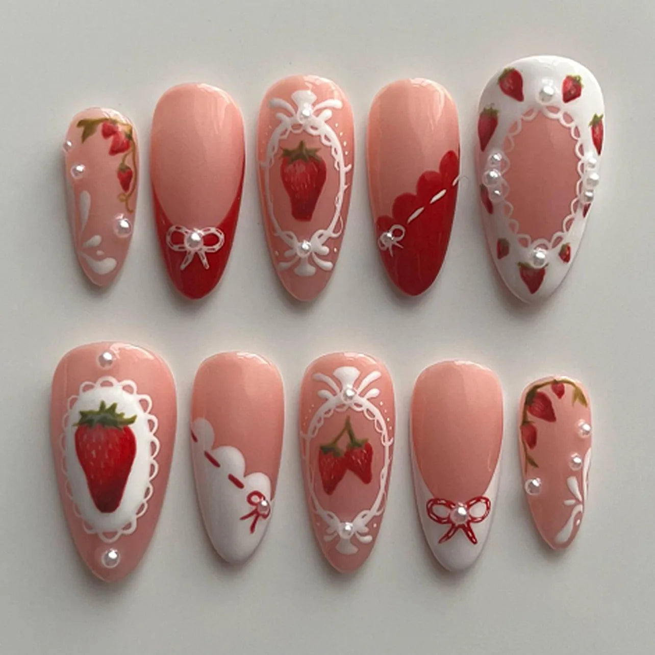 24Pcs Mid-length Almond Press Nails