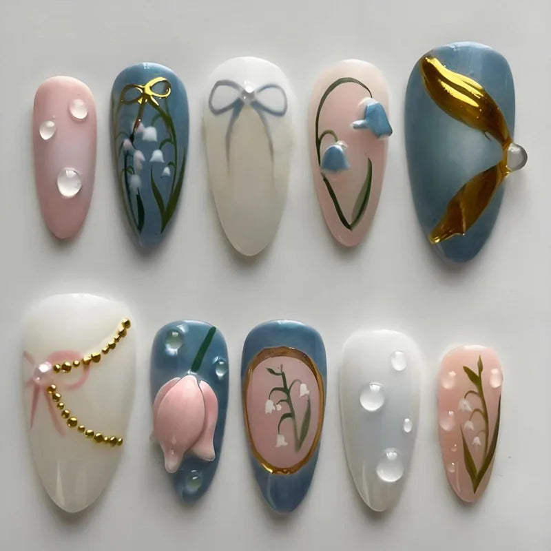 24PCS Almond Press On Nails