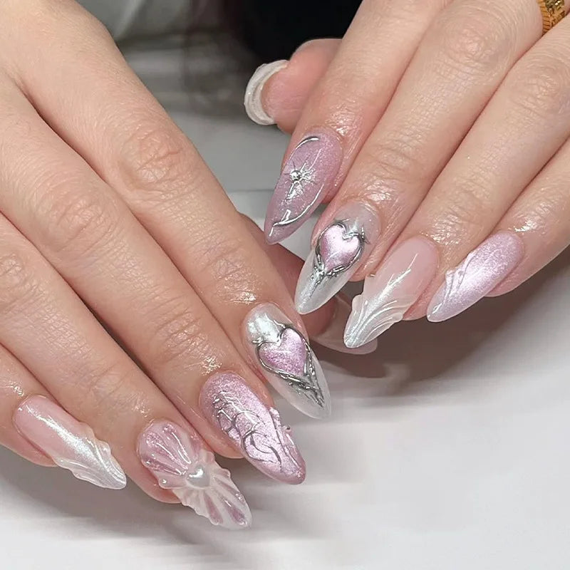 24PCS Almond Press On Nails