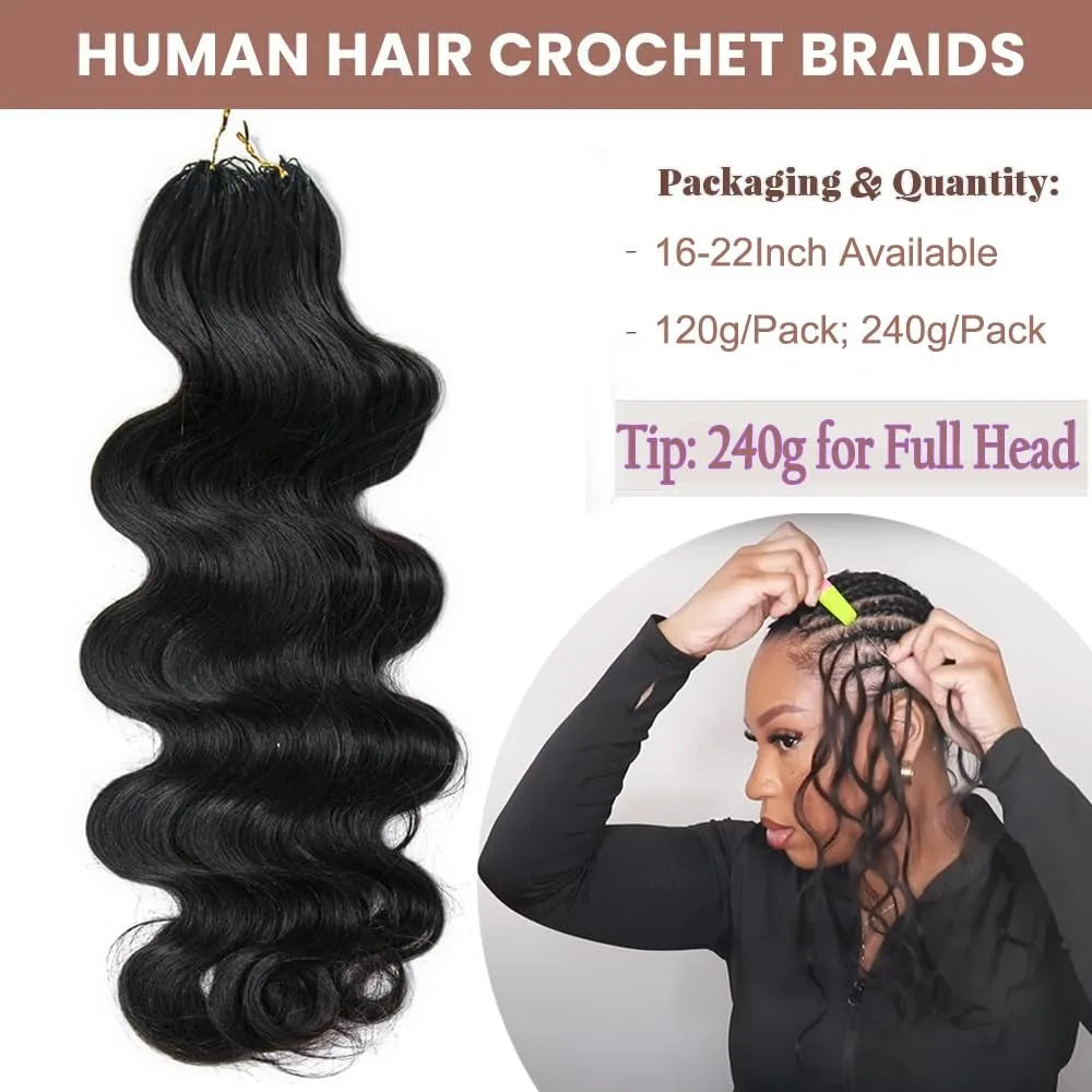 Miracle Knots Body Wave Pre Separated Knotless Crochet Human Hair Extensions Brazilian Feather Crochet Virgin Hair for Braids