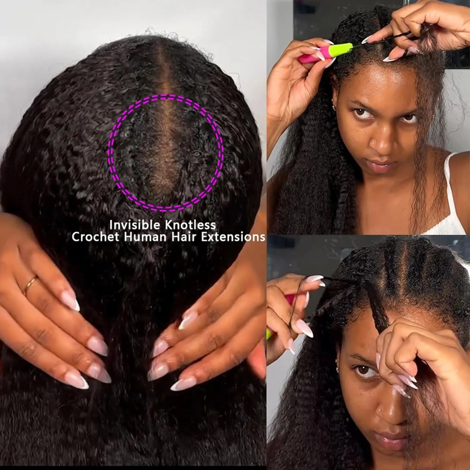 Miracle Knots Kinky Straight Feather Crochet Human Hair Extensions For Black Women Pre Separated Knotless Crochet Braids Hair