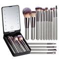 14-Piece Makeup Brush Set with Illuminated Mirror