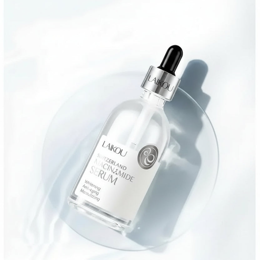 LAIKOU Switzerland Niacinamide Serum bottle with dropper on a light gray background