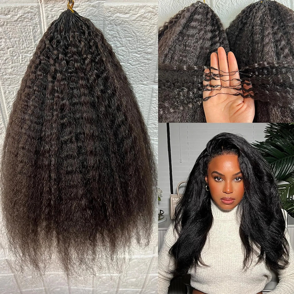Kinky Straight Feather Crochet Human hair Knotless Pre-Separated Crochet Hair Extension Virgin Hair Bundles 100% Human Hair