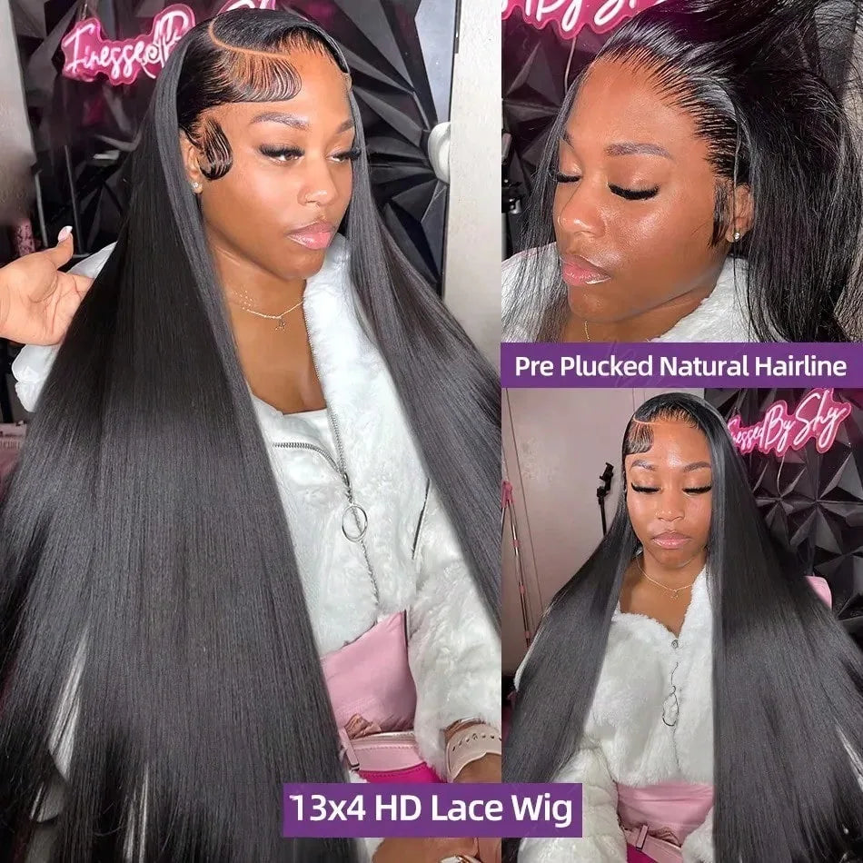 Hidden Strap 360 Lace Front Wig Human Hair Bone Straight 13x4 HD Brazilian Virgin Full Lace Wig for Women Pre-Plucked Baby Hair