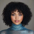 Curly Bob Wig with Bangs 12inch Short Curly Wigs for Women Human Hair 200% Density Water Wave Curly Brazilian None Lace Remy Wig