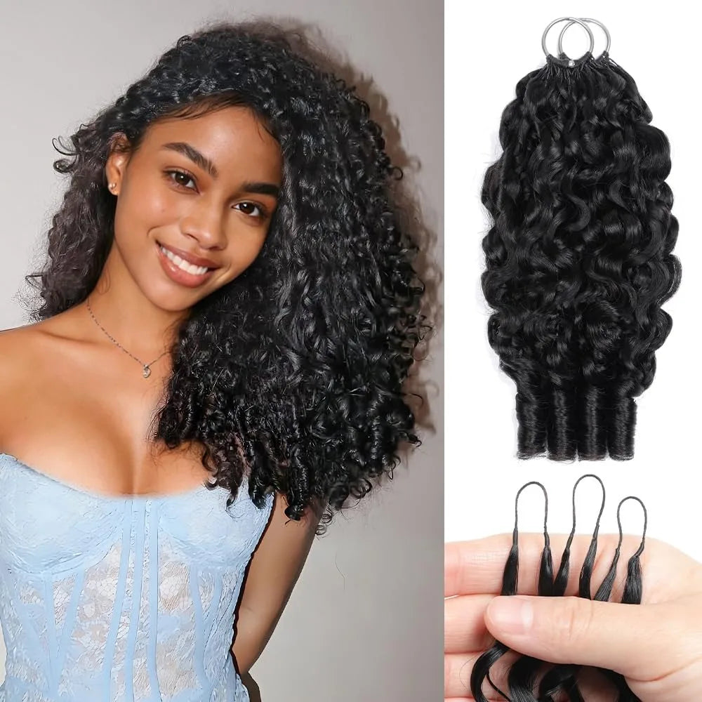 100% Human Hair Knotless Pre-Separated Burmese Curly Feather Crochet Hair Extensions Spirally Curly Hair Lightweight Reusable