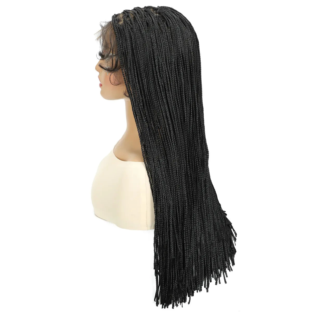 Full Lace Braided Wig with Baby Hair Synthetic Black Wig for Women Glueless Wig Crochet Braiding Hair for Daily Use