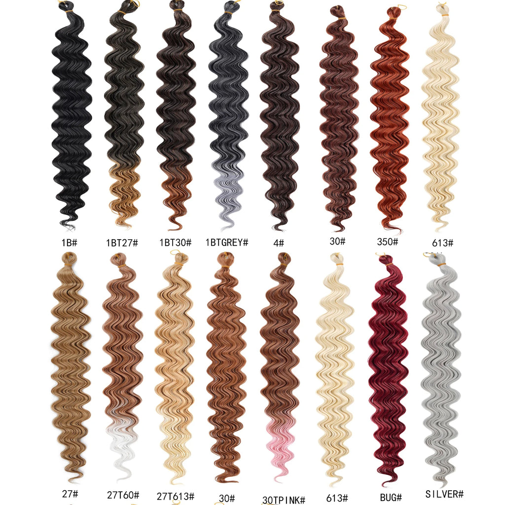 Crochet Hair 30inch 150g Boho Curly Wavy Braiding Hair Deep Water Ocean Wave Synthetic Bohemian Crochet Braids For Women Girls