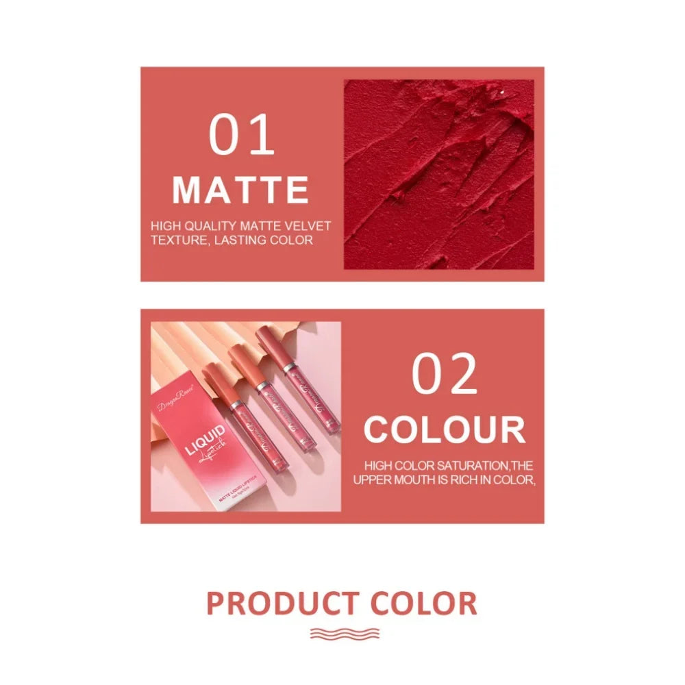 3pcs Velvet Matte Lipstick Set