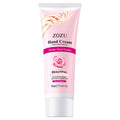 ZOZU hand cream tube with pink packaging and rose design on a white background