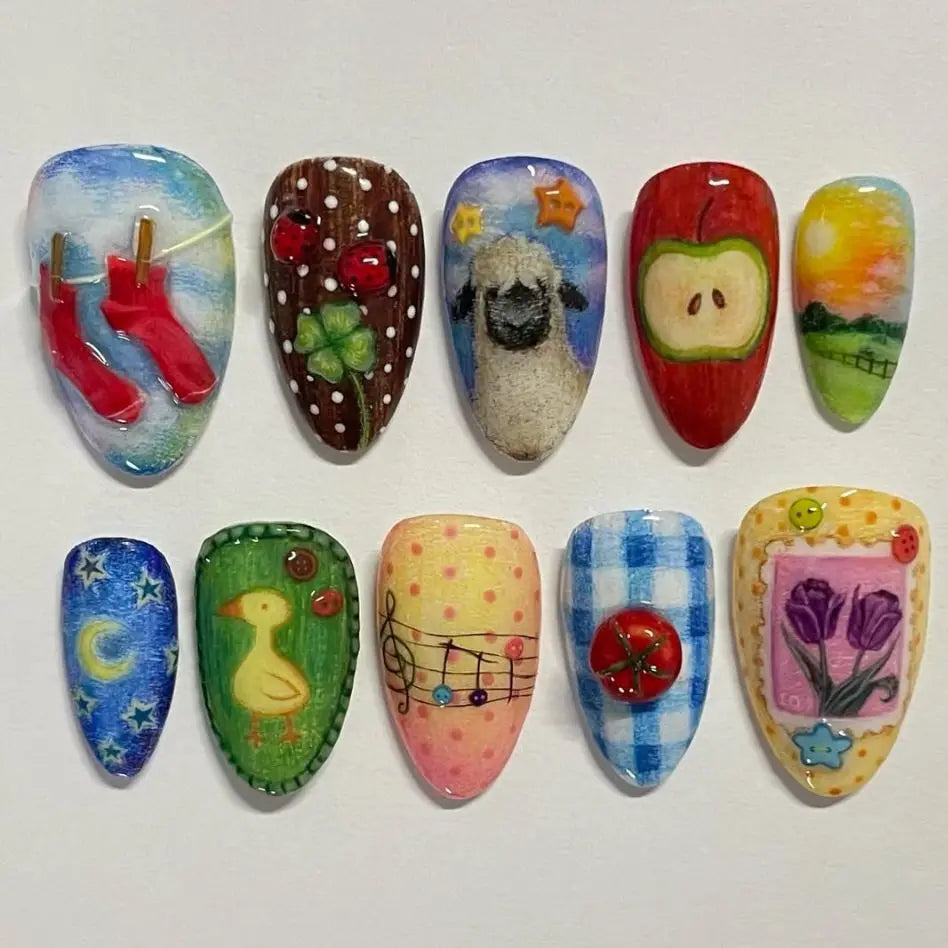 24Pcs Mid-length Almond Press Nails