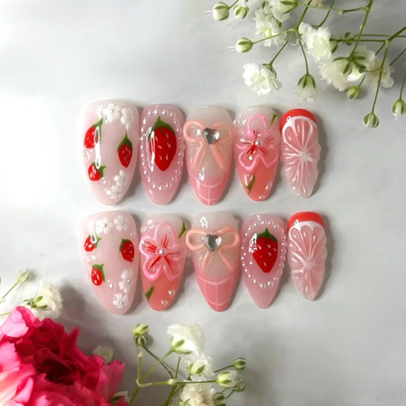 24Pcs Mid-length Almond Press Nails