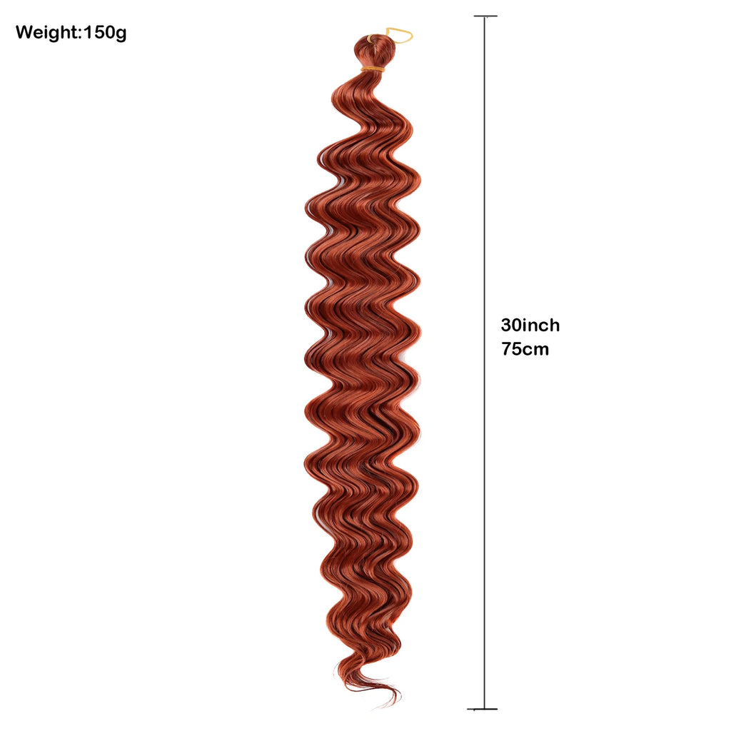 Crochet Hair 30inch 150g Boho Curly Wavy Braiding Hair Deep Water Ocean Wave Synthetic Bohemian Crochet Braids For Women Girls