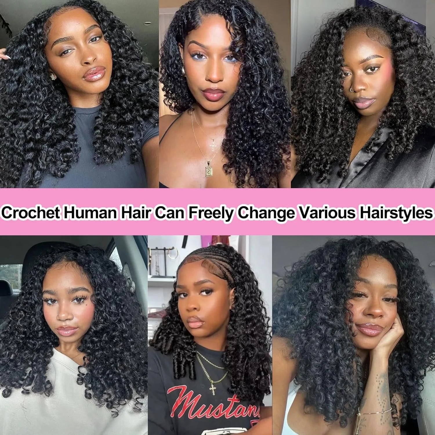 100% Human Hair Knotless Pre-Separated Burmese Curly Feather Crochet Hair Extensions Spirally Curly Hair Lightweight Reusable