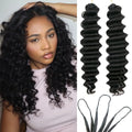Deep Wave Knotless Pre-Separated Crochet Hair Extensions Feather Hair Extensions Feather Line Hair 100% Human Hair For Women