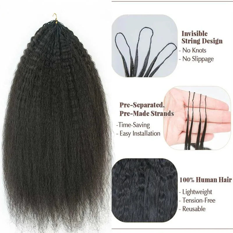 Miracle Knots Kinky Straight Feather Crochet Human Hair Extensions For Black Women Pre Separated Knotless Crochet Braids Hair