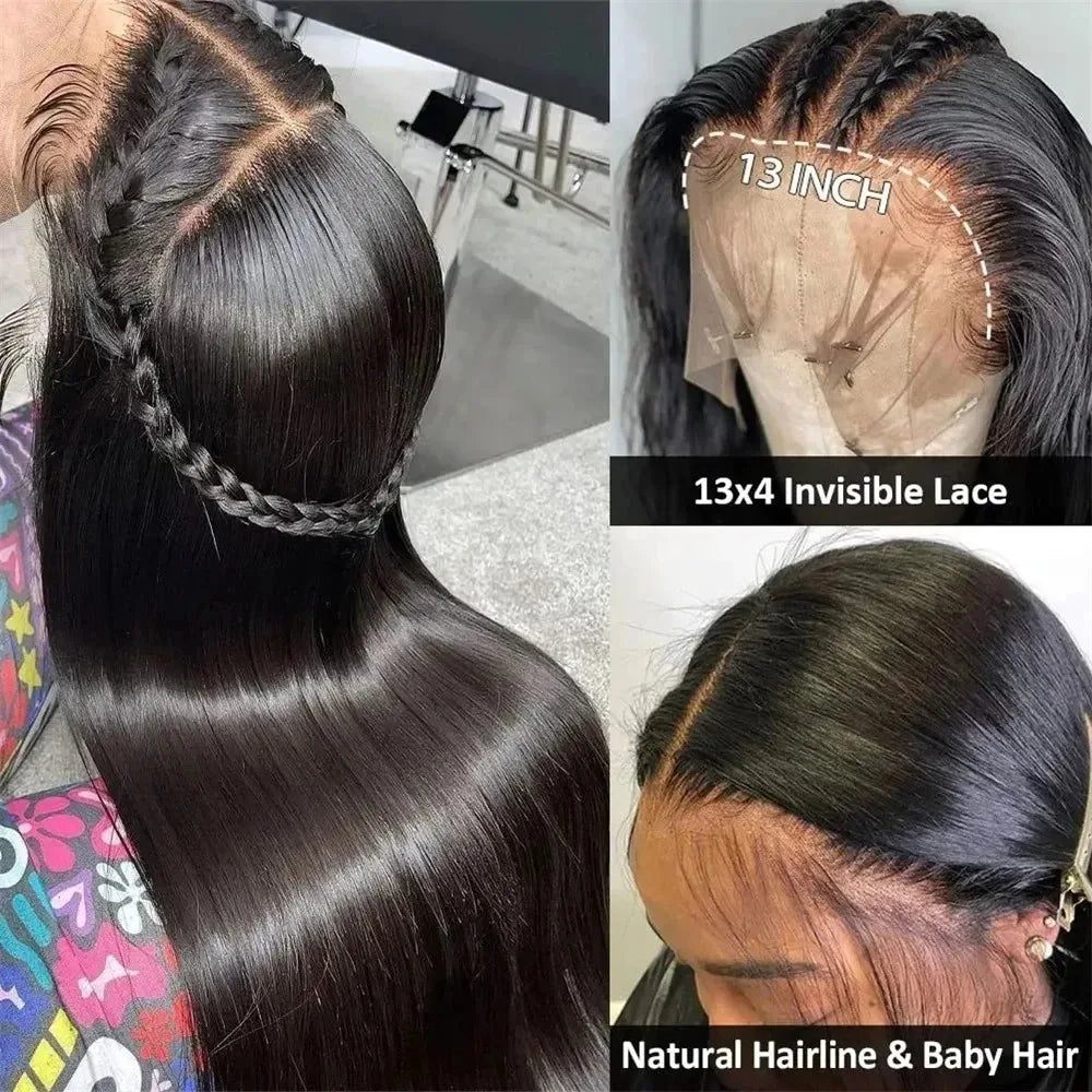Hidden Strap 360 Lace Front Wig Human Hair Bone Straight 13x4 HD Brazilian Virgin Full Lace Wig for Women Pre-Plucked Baby Hair