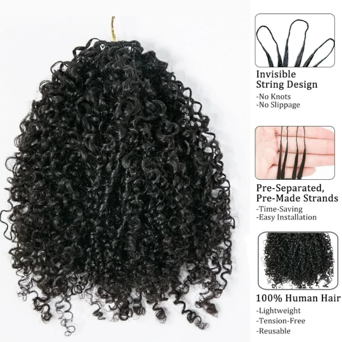 Knotless Pre Separated Human Hair Crochet Extensions Small Spirals Curly Virgin Feather Hair Bundles Pixie Curl Boho Twist Braid