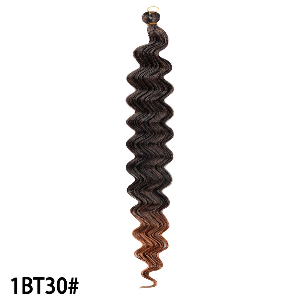 Crochet Hair 30inch 150g Boho Curly Wavy Braiding Hair Deep Water Ocean Wave Synthetic Bohemian Crochet Braids For Women Girls