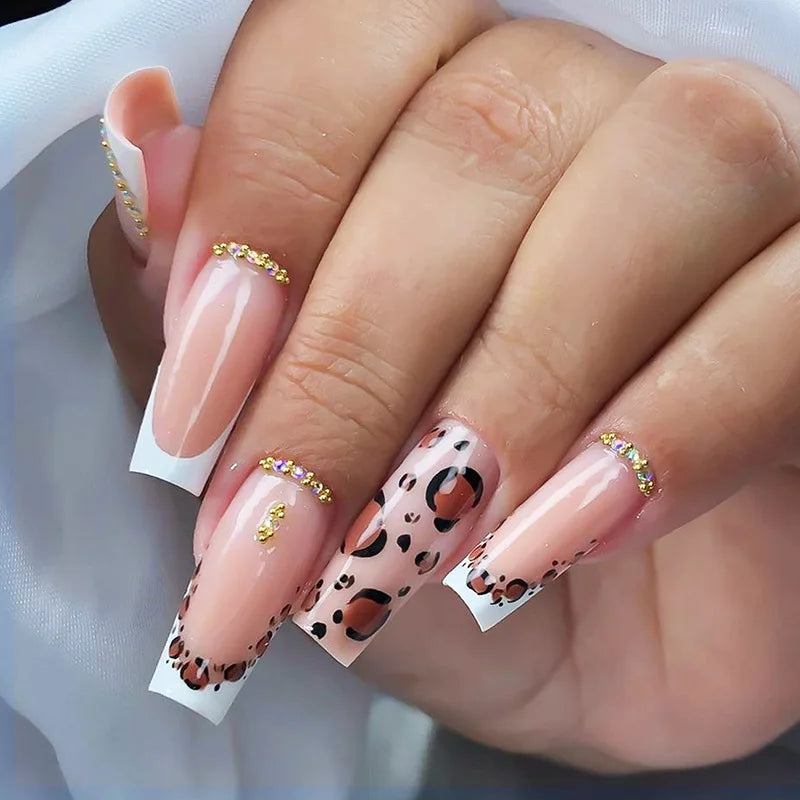 24Pcs Long Square Press on Nails