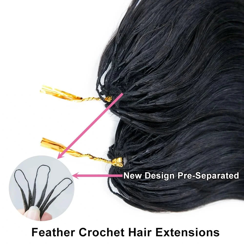 Miracle Knots Body Wave Pre Separated Knotless Crochet Human Hair Extensions Brazilian Feather Crochet Virgin Hair for Braids