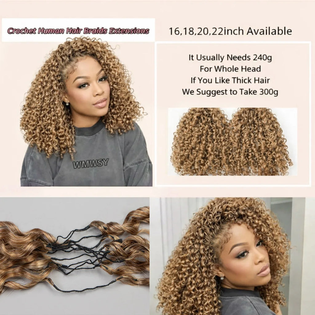 Pre-Separated Bulk Hair Small Spirals Curly Human Hair Crochet Hair Extensions Deep Pixie Curls Braids Invisible Miracle Knot