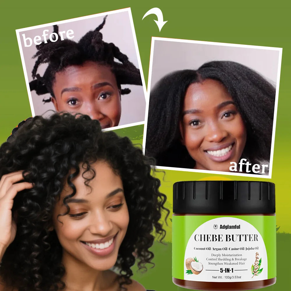 Chebe Butter 100g 5-in-1 Hair Oil with Coconut, Argan & Castor Oils – Deep Hydration, Frizz Control & Strength
