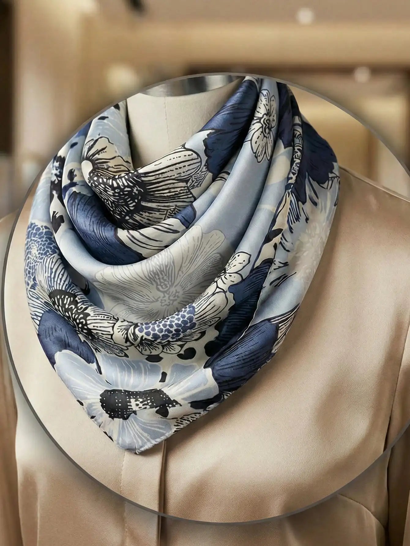 Flower Print 70cm Square Scarf